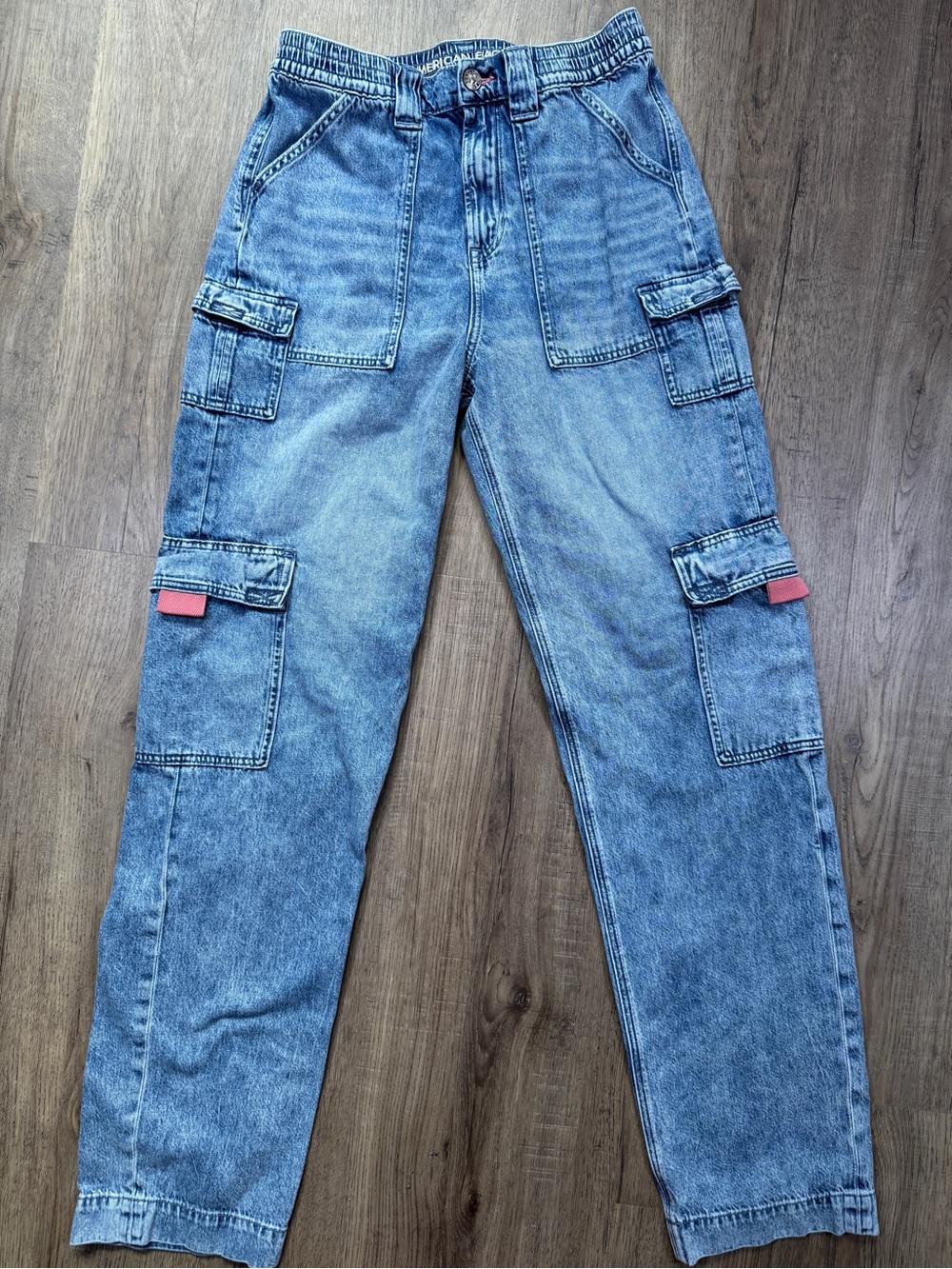 American Eagle Outfitters Light Blue Straight Leg Cargo Jeans